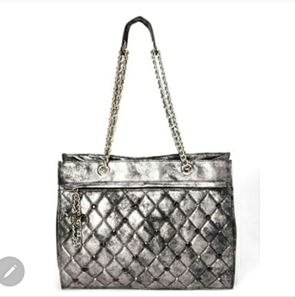 🍁🍂RARE BETSEY JOHNSON Glam Betsey Tote in pewter - Picture 1 of 6